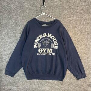 Vintage Powerhouse Gym Sweatshirt Mens Navy Blue Size XL
